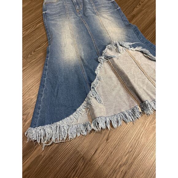 Project Zero High Low Fringe Denim Skirt - Picture 3 of 4
